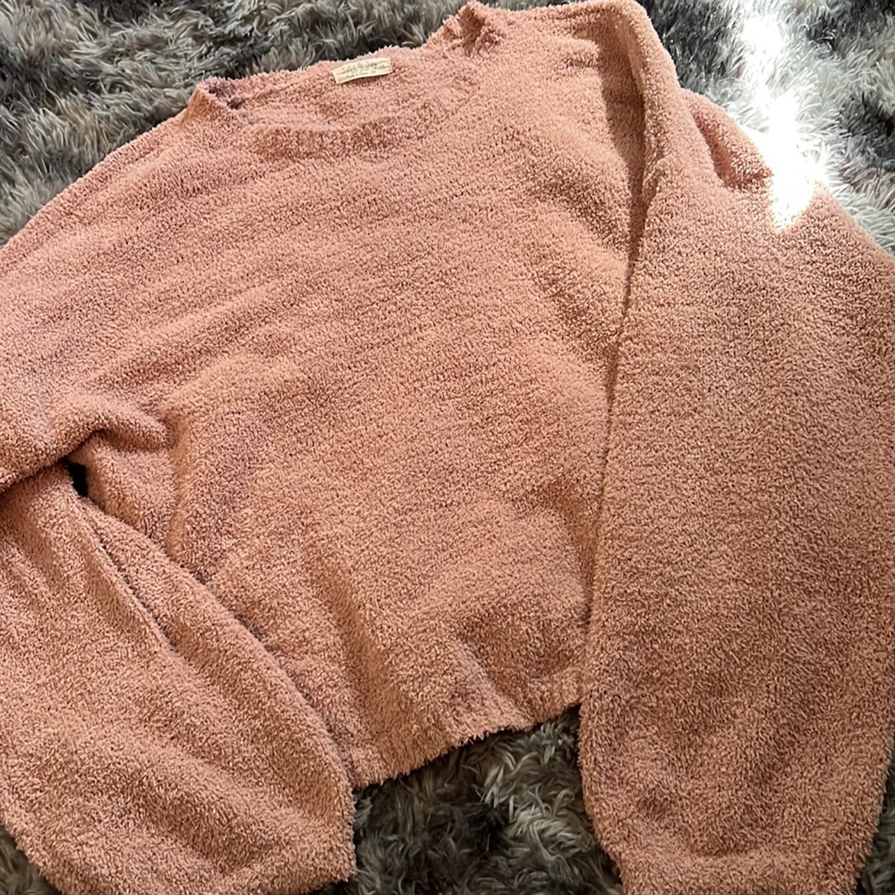 Pink Fuzzy Crop Sweater